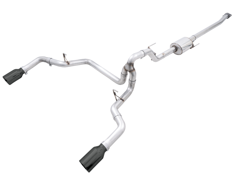 Load image into Gallery viewer, AWE Tuning 0FG 21+ Ford F150 Dual Split Rear Cat-Back Exhaust- 5in Diamond Black Tips

