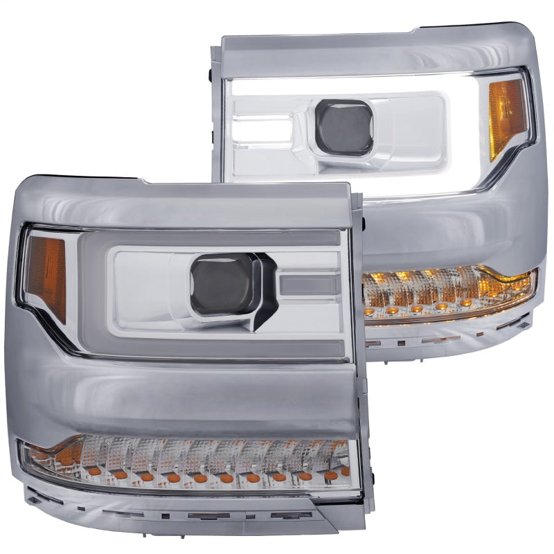 Load image into Gallery viewer, ANZO 16-17 Chevy Silverado 1500 Projector Headlights Plank Style Design Chrome w/ Amber
