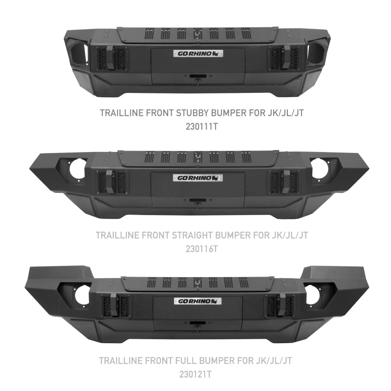 Load image into Gallery viewer, Go Rhino 07-20 Jeep Wrangler JL/JLU/JK/JKU/Gladiator JT Trailline Front Stubby Bumper
