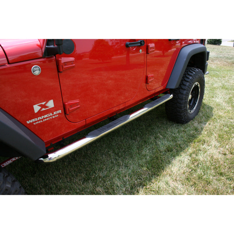 Load image into Gallery viewer, Rugged Ridge 3-In Round Side Step SS 07-18 Jeep Wrangler Unlimited JK
