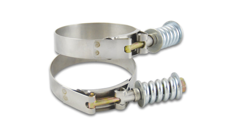 Load image into Gallery viewer, Vibrant SS T-Bolt Clamps Pack of 2 Size Range: 6.25in to 6.55in OD For use w/ 6in ID Coupling
