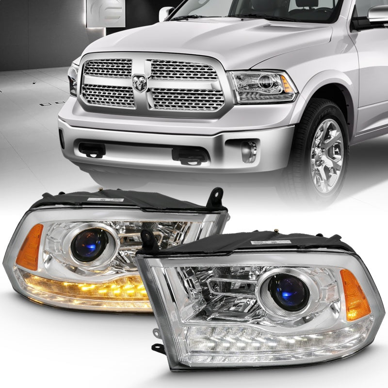 Load image into Gallery viewer, ANZO 2009-2018 Dodge Ram 1500 Projector Plank Style Switchback H.L Halo Chrome Amber (OE Style)
