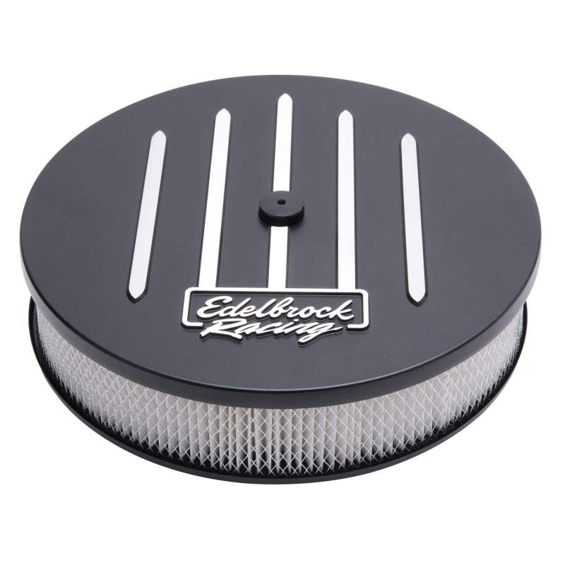 Load image into Gallery viewer, Edelbrock Air Cleaner Racing Series Round Aluminum Top Cloth Element 14In Dia X 3 125In Dropped Base
