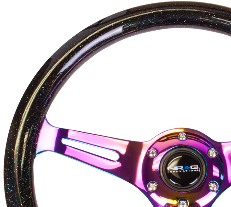 Load image into Gallery viewer, NRG Classic Wood Grain Steering Wheel (350mm) Black Sparkle/Galaxy Color w/Neochrome 3-Spoke
