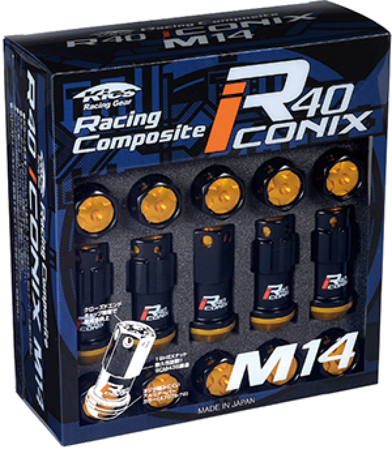 Load image into Gallery viewer, Project Kics 14X1.25 Iconix R40 Lug Nuts - Black w/ Gold Caps - 16+4
