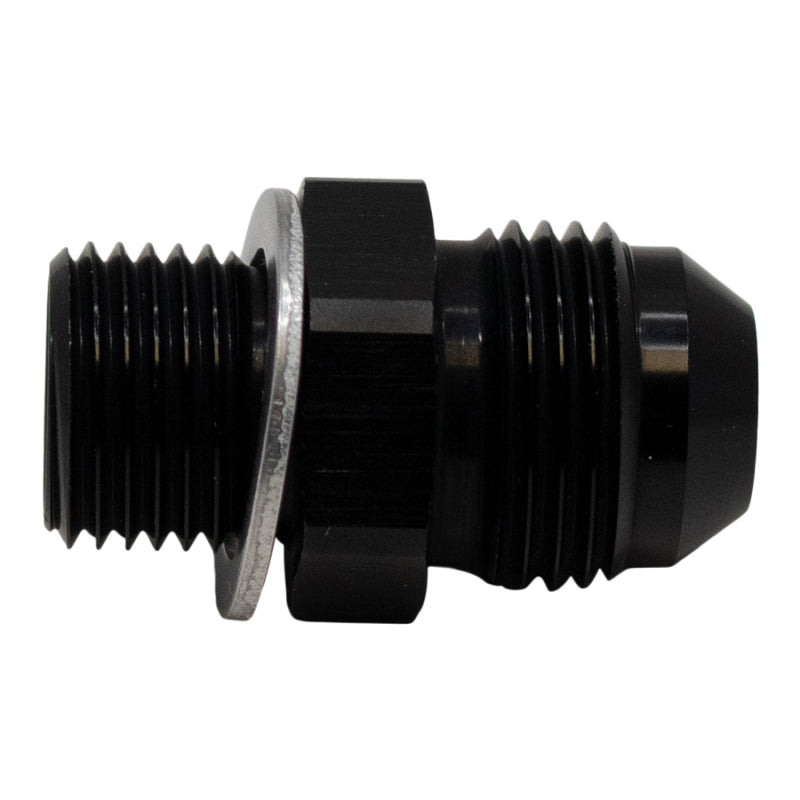 Load image into Gallery viewer, DeatschWerks 8AN Male Flare to M16 X 1.5 Male Metric Adapter (Incl Washer) - Anodized Matte Black
