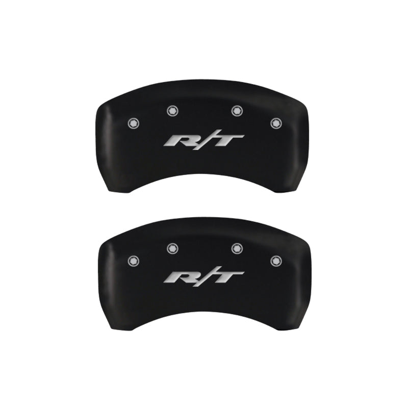 Load image into Gallery viewer, MGP 4 Caliper Covers Engraved Front &amp; Rear RT1-Truck Red finish silver ch
