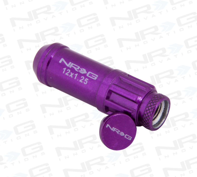 Load image into Gallery viewer, NRG 700 Series M12 X 1.25 Steel Lug Nut w/Dust Cap Cover Set 21 Pc w/Locks &amp; Lock Socket - Purple
