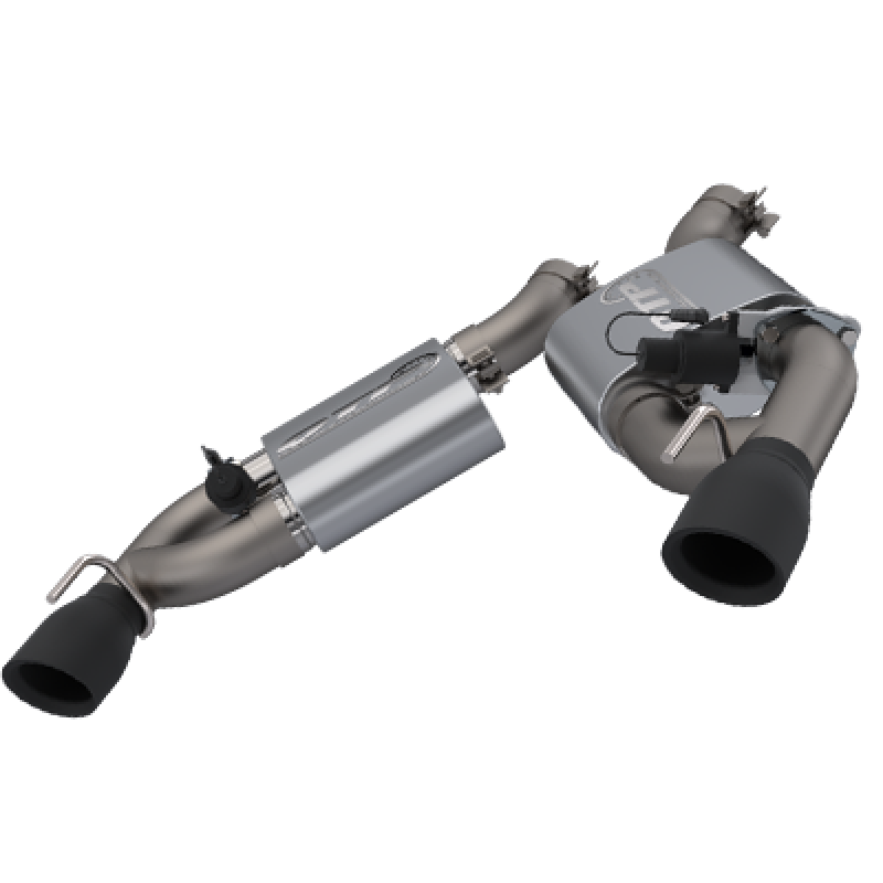 Load image into Gallery viewer, 2016-2024 Chevrolet Camaro SS  QTP Screamer Axle Back Dual Tip Bumper Black Tips
