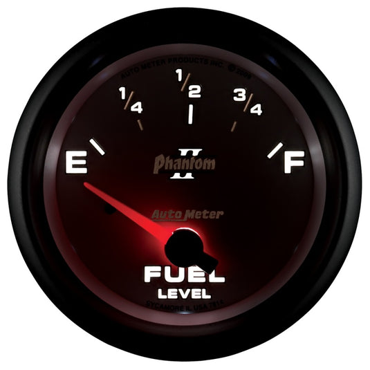 AutoMeter Gauge Fuel Level 2-5/8in. 0 Ohm(e) to 90 Ohm(f) Elec Phantom II