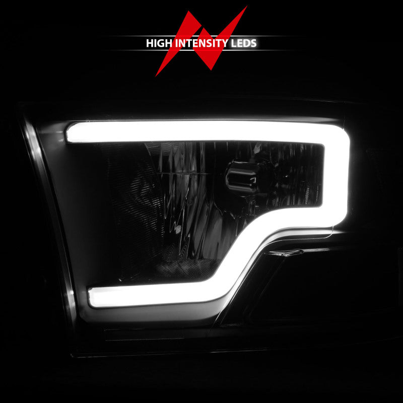 Load image into Gallery viewer, ANZO 2009-2018 Dodge Ram 1500 Crystal Headlights w/ Light Bar Black Housing
