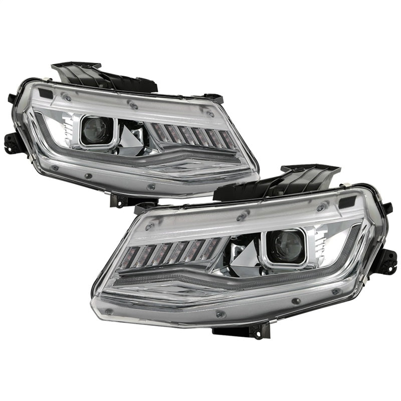 Load image into Gallery viewer, Spyder Chevy Camaro 16-18 Halogen Model Projector Headlights Chrome PRO-YD-CCAM16HALSI-SEQ-C
