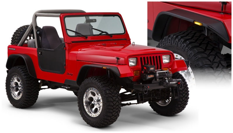 Load image into Gallery viewer, Bushwacker 87-95 Jeep Wrangler Flat Style Flares 4pc Excludes Renegade - Black

