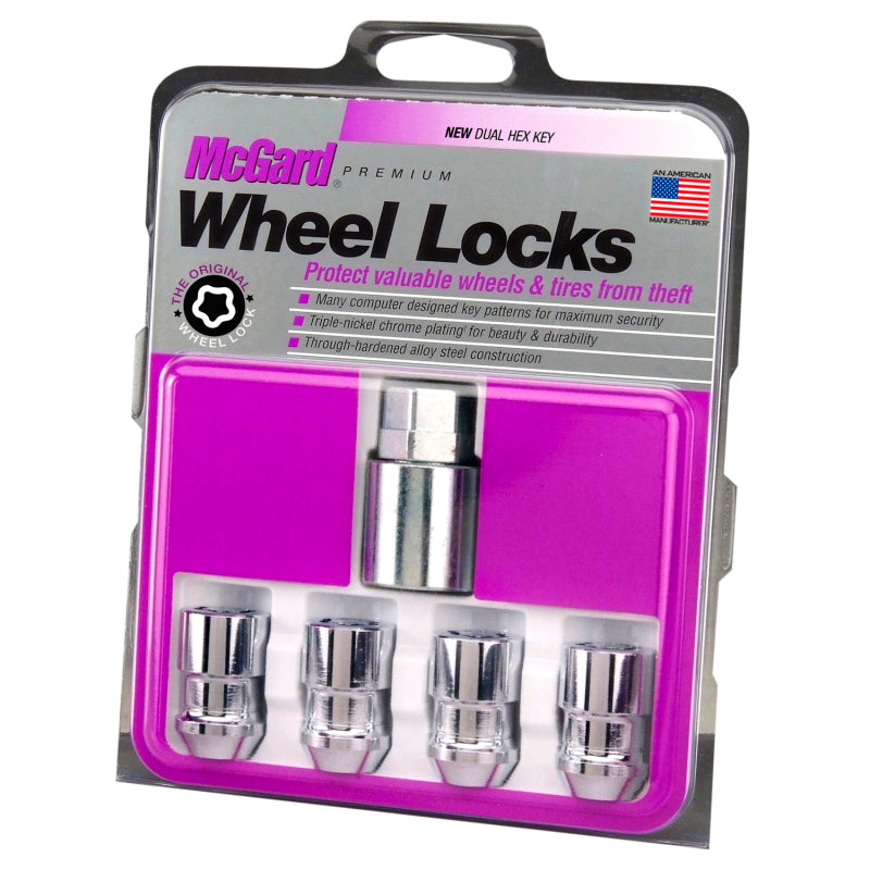 Load image into Gallery viewer, McGard Wheel Lock Nut Set - 4pk. (Cone Seat) M12X1.5 / 19mm &amp; 21mm Dual Hex / 1.46in. L - Chrome
