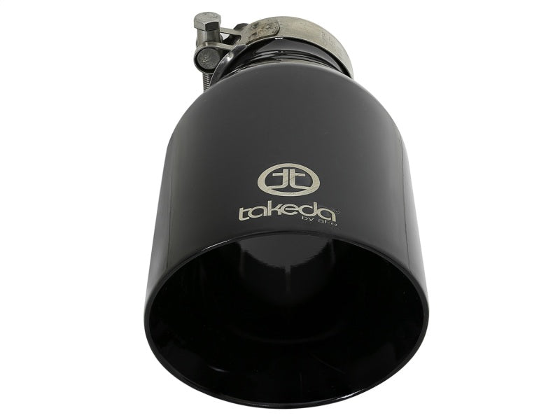 Load image into Gallery viewer, aFe Takeda 409 SS Clamp-On Exhaust Tip 2.5in. Inlet / 4.5in. Outlet / 9in. L - Black
