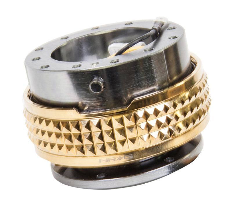 Load image into Gallery viewer, NRG Quick Release Kit - Pyramid Edition - Gunmetal Body / Chrome Gold Pyramid Ring

