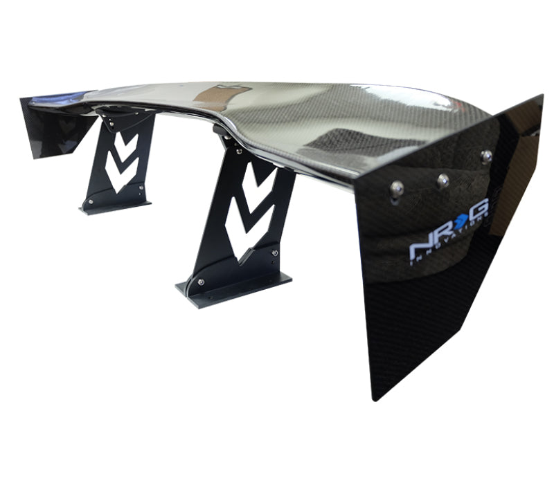 Load image into Gallery viewer, NRG Carbon Fiber Spoiler - Universal (59in.) NRG Logo Large End Plates
