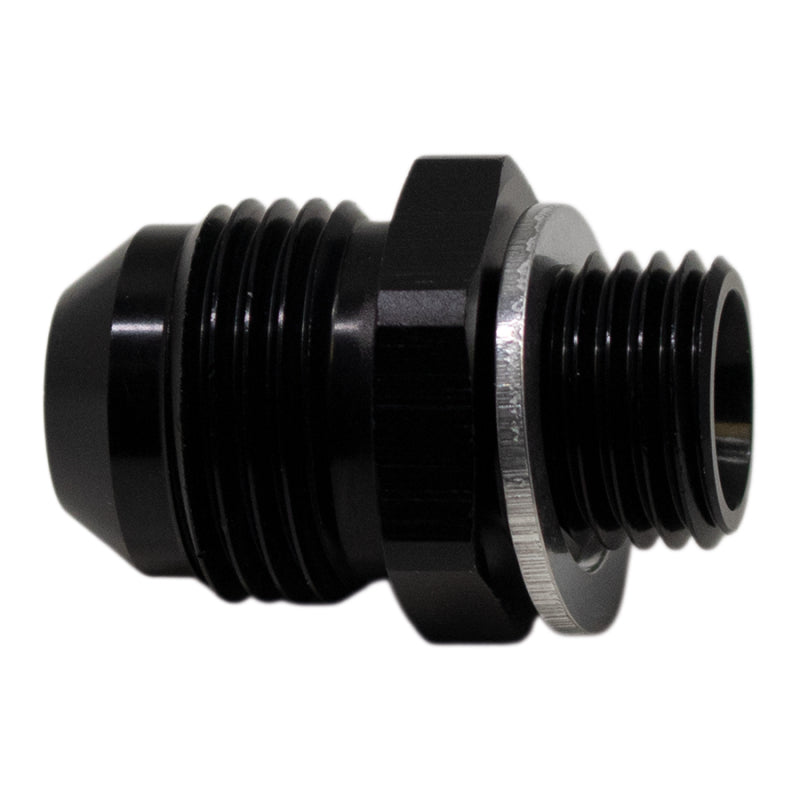 Load image into Gallery viewer, DeatschWerks 8AN Male Flare to M14 X 1.5 Male Metric Adapter (Incl Washer) - Anodized Matte Black
