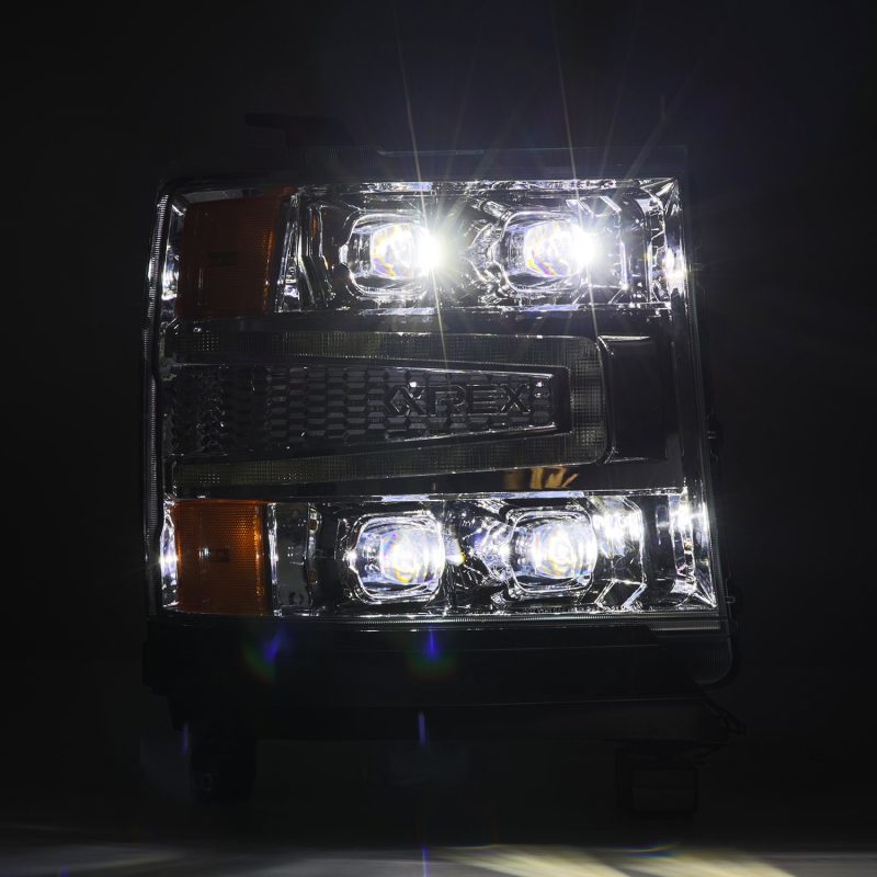 Load image into Gallery viewer, AlphaRex 16-18 Chevy 1500HD NOVA-Series LED Proj Headlights Chrm w/Actv Lgt/SeqSig &amp; DRL(Req 810023)
