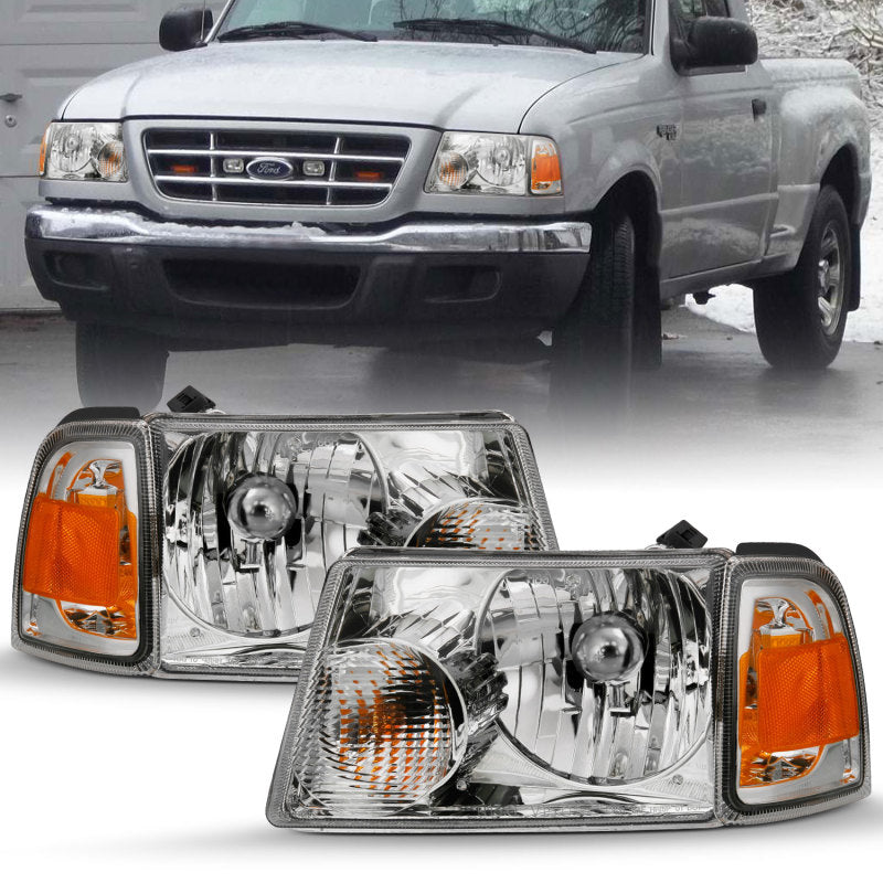 Load image into Gallery viewer, ANZO 2001-2011 Ford Ranger Crystal Headlight Chrome w/Corner Lights (OE Replacement)
