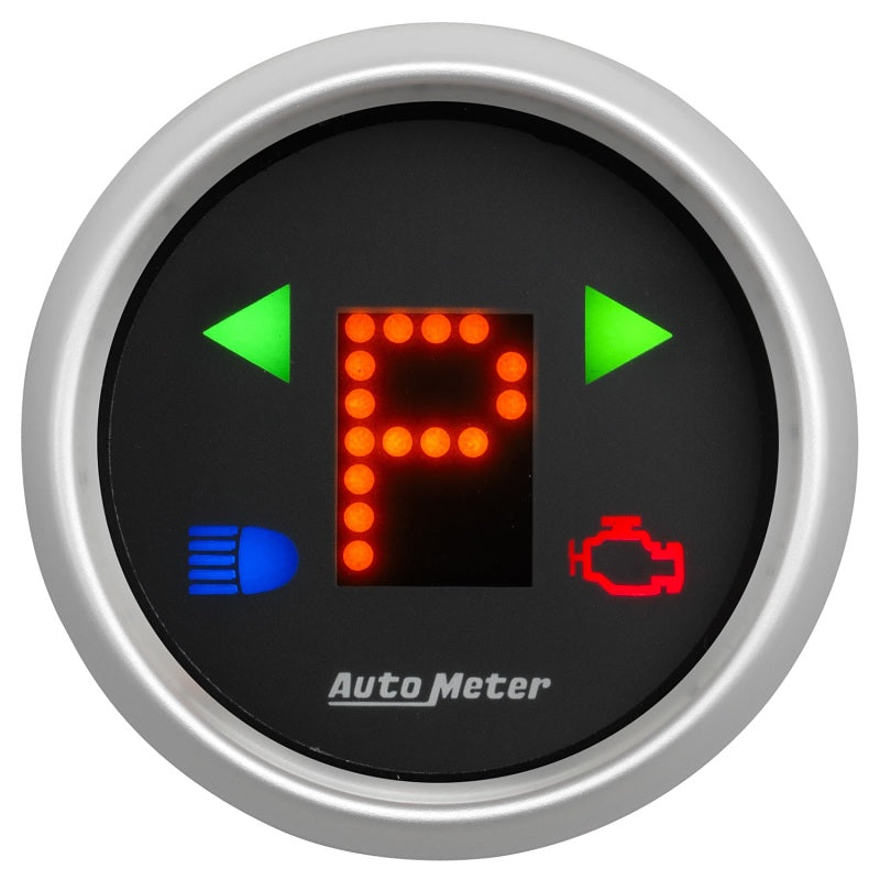 Load image into Gallery viewer, AutoMeter Gauge Gear Pos 2-1/16in. Incl Indicators Black Dial Red Led Silver Bezel
