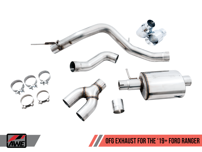 Load image into Gallery viewer, AWE Tuning 2019+ Ford Ranger 0FG Performance Exhaust System w/Chrome Silver Tips &amp; Bash Guard
