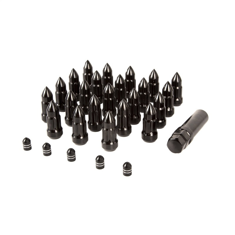 Load image into Gallery viewer, Rugged Ridge Bullet Lug Nut and Valve Stem Cap Kit Black 1/2-20
