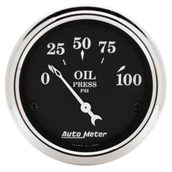 Autometer 2 1/16in 100PSI Old Tyme Black Electric Oil Pressure Gauge