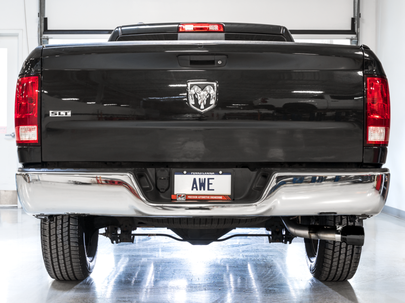 Load image into Gallery viewer, AWE Tuning 09-18 RAM 1500 5.7L (w/o Cutout) 0FG Single Side Exit Cat-Back Exhaust - Diamond Blk Tips
