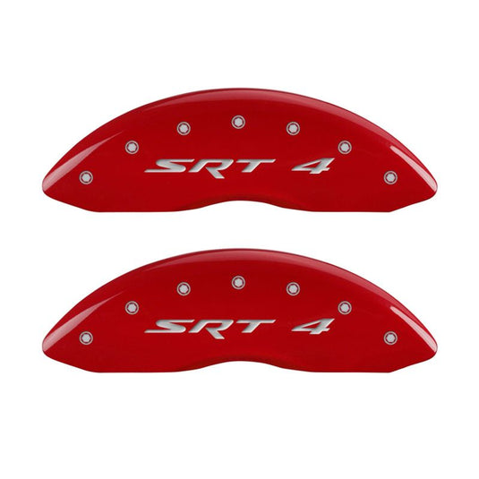 MGP 4 Caliper Covers Engraved Front Charger Engraved Rear RT Red finish silver ch