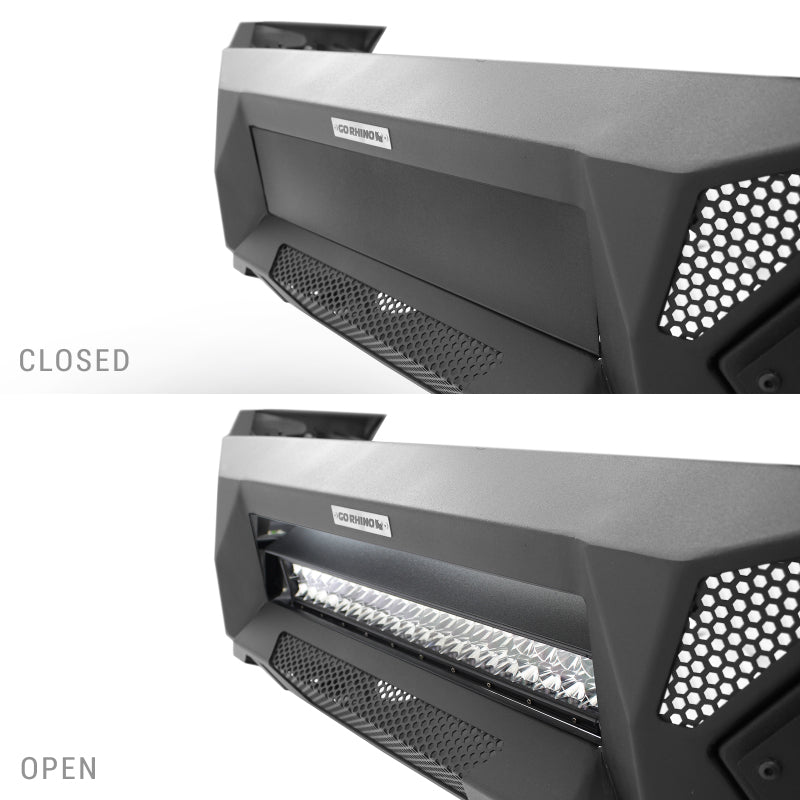 Load image into Gallery viewer, Go Rhino 16-21 Tacoma Element Front Bumper w/ Power Actuated Hide-away Light Bar Mount Tex Black

