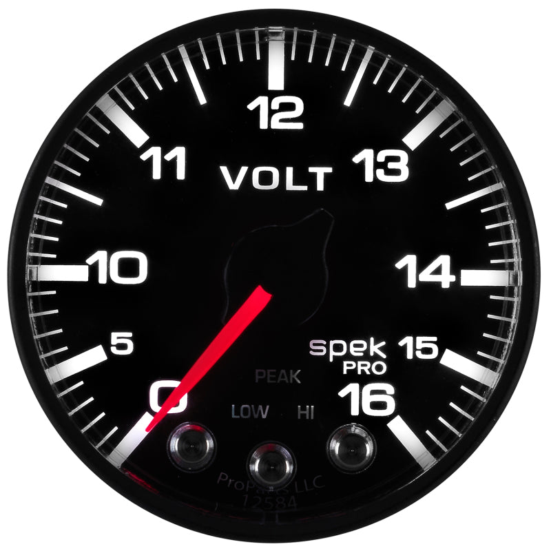 Load image into Gallery viewer, AutoMeter Gauge Voltmeter 2-1/16in. 16V Stepper Motor W/Peak &amp; Warn Blk/Blk Spek-Pro
