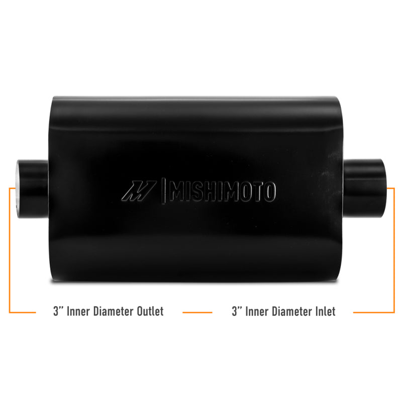 Load image into Gallery viewer, Mishimoto Muffler with 3in Center Inlet/Outlet - Angled Tip - Black
