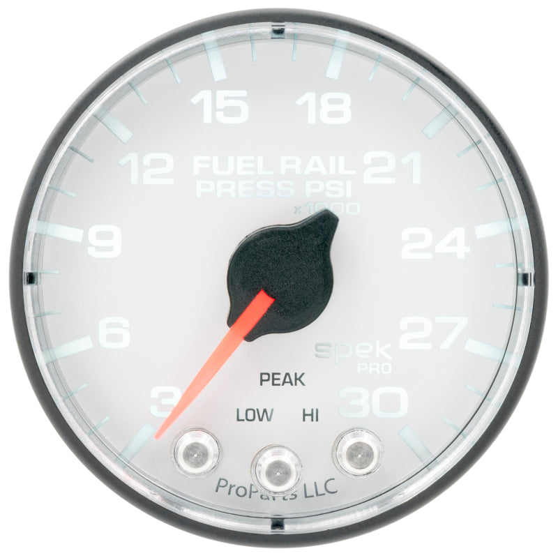 Load image into Gallery viewer, Autometer Spek-Pro 2 1/16in 30KPSI Stepper Motor W/Peak &amp; Warn White/Black Rail Pressure Gauge
