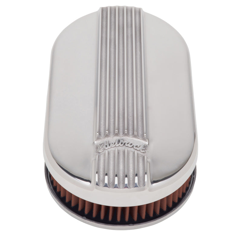 Load image into Gallery viewer, Edelbrock Air Cleaner Classic Series Oval Aluminum Top Cloth Element 17 5In X 9 35In X 3 9In
