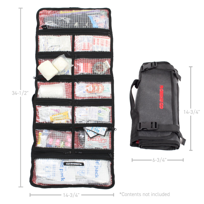 Load image into Gallery viewer, Go Rhino XVenture Gear First Aid Roll - Large (5x5in. Closed) 12oz Waxed Canvas - Black

