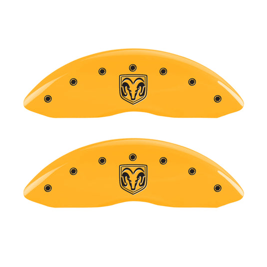 MGP 4 Caliper Covers Engraved Front Ram Rear Ramhead Yellow Finish Black Char 2010 Dodge Ram 2500