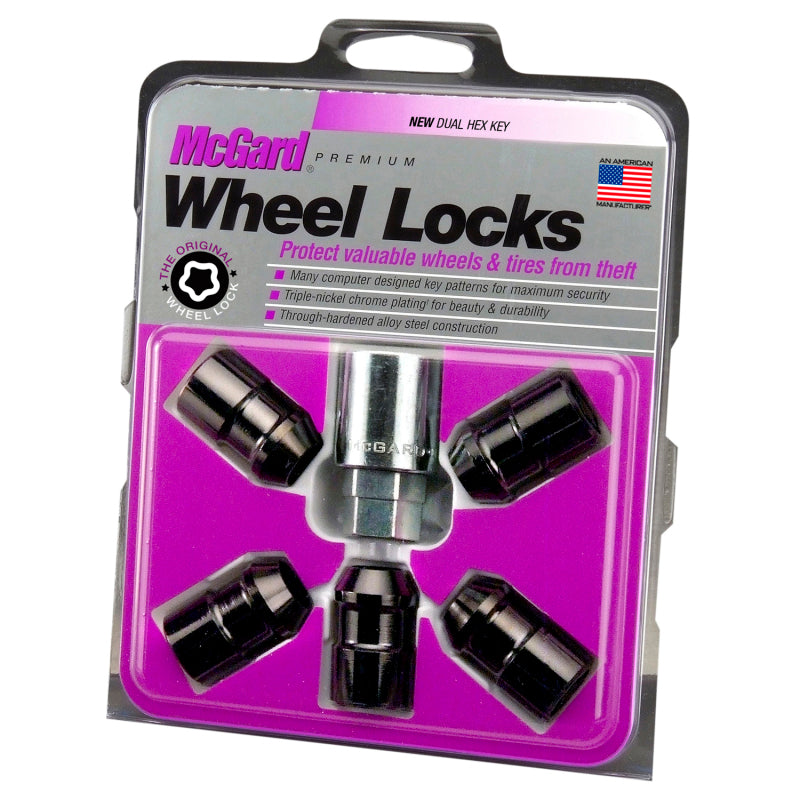 Load image into Gallery viewer, McGard Wheel Lock Nut Set - 5pk. (Cone Seat) 1/2-20 / 3/4 &amp;13/16 Dual Hex / 1.46in. Length - Black
