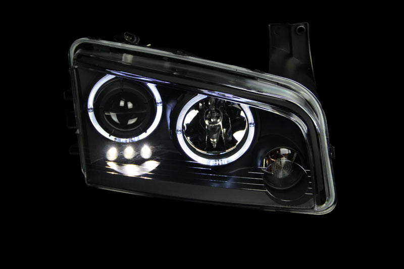 Load image into Gallery viewer, ANZO 2006-2010 Dodge Charger Projector Headlights w/ Halo Black
