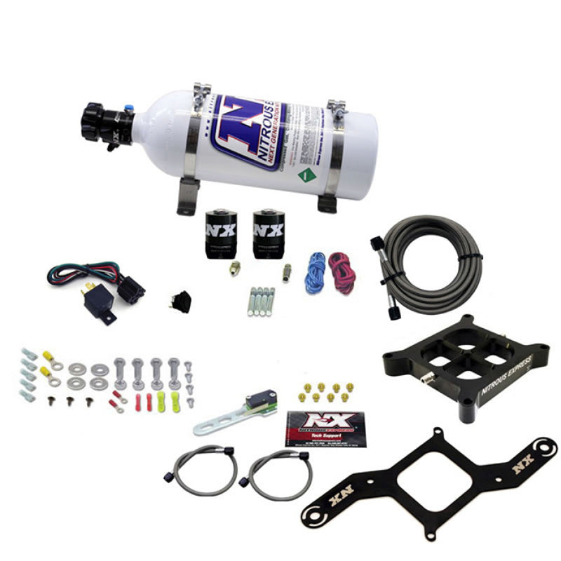 Load image into Gallery viewer, Nitrous Express 4150 Single Entry Billet Crossbar Nitrous Plate Kit (50-300HP) w/5lb Bottle
