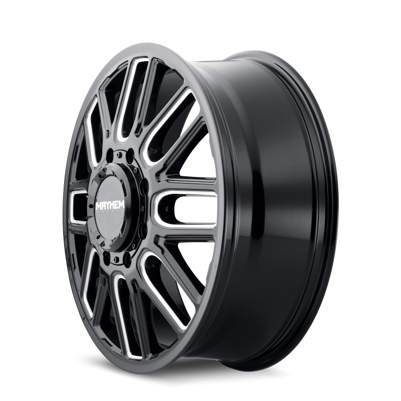 Load image into Gallery viewer, Mayhem 8107D Cogent Dually 20x8.25 / 8x200 BP / 115mm Offset / 142mm Hub Black w/Milled Spokes Wheel
