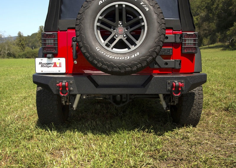 Load image into Gallery viewer, Rugged Ridge Spartan Rear Bumper Full Width 07-18 Jeep Wrangler JK

