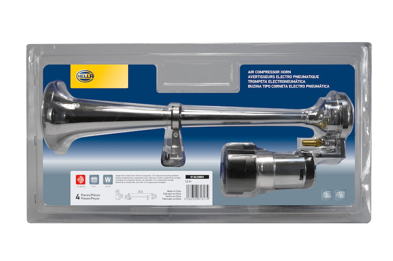 Load image into Gallery viewer, Hella Horn Kit Bl Chrome Air 1Trumpet 12V
