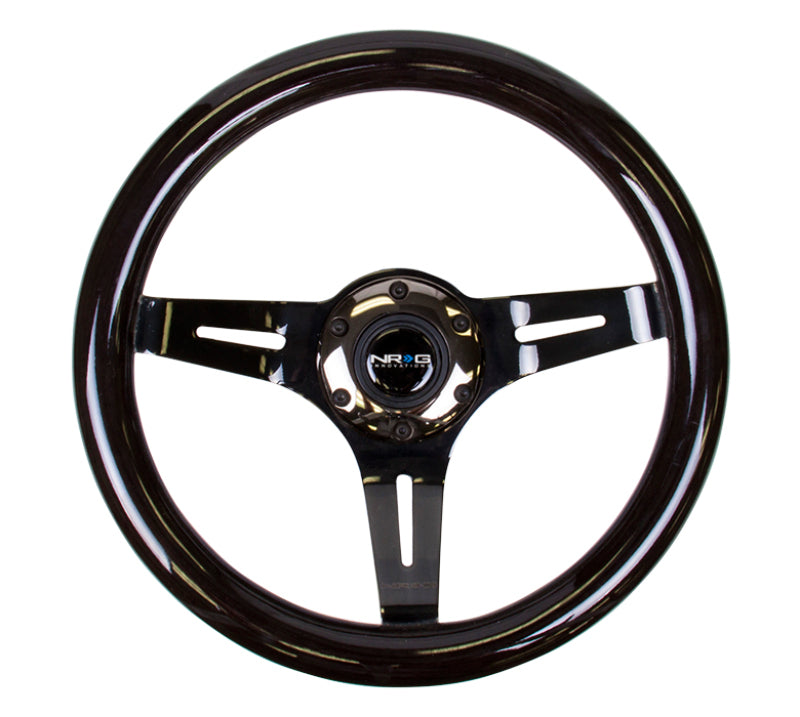 Load image into Gallery viewer, NRG Classic Wood Grain Steering Wheel (310mm) Black w/Black Chrome 3-Spoke Center
