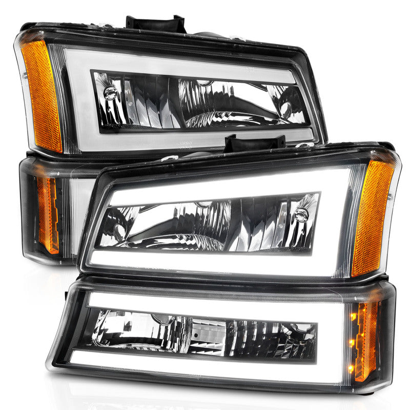 Load image into Gallery viewer, ANZO 2003-2006 Chevrolet Silverado 1500 Crystal Headlights w/ Light Bar Black Housing
