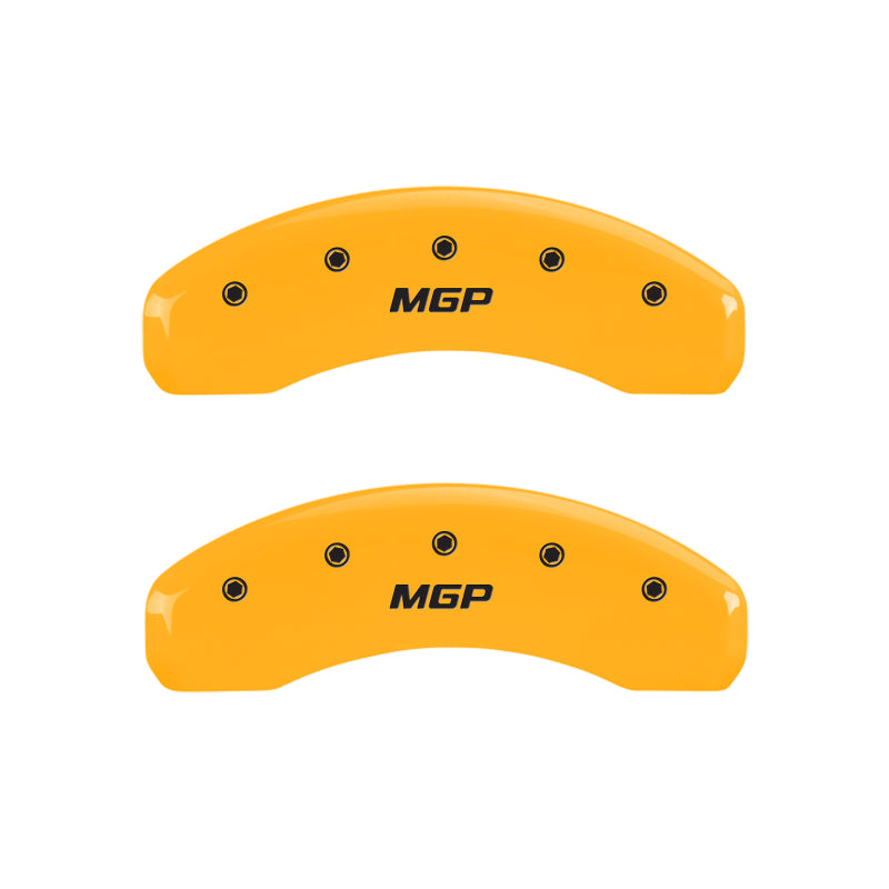 Load image into Gallery viewer, MGP 4 Caliper Covers Engraved Front &amp; Rear MGP Yellow Finish Black Characters 2000 Ford F-150
