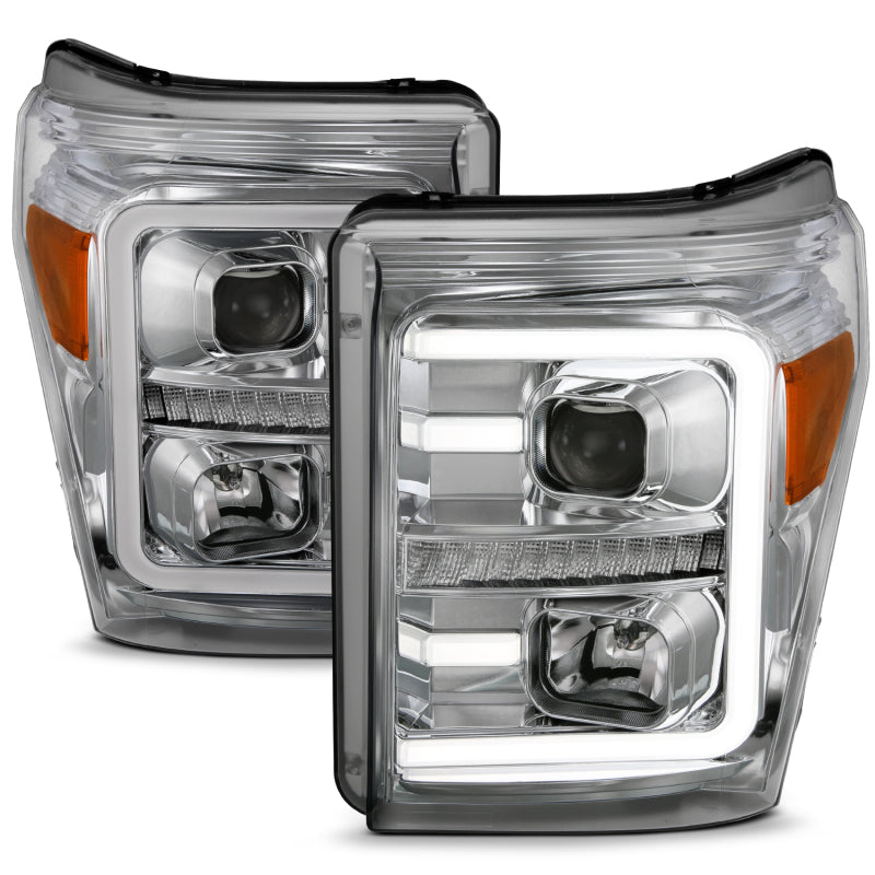 Load image into Gallery viewer, ANZO 11-16 Ford F-250/F-350/F-450 Projector Headlights w/ Plank Style Switchback Chrome w/Amber
