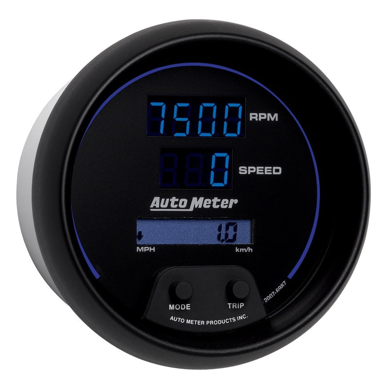 Load image into Gallery viewer, Autometer 85.7mm Black Digital 8000rpm/160mph or 260kmph Electric Tachometer/Speedometer Combo

