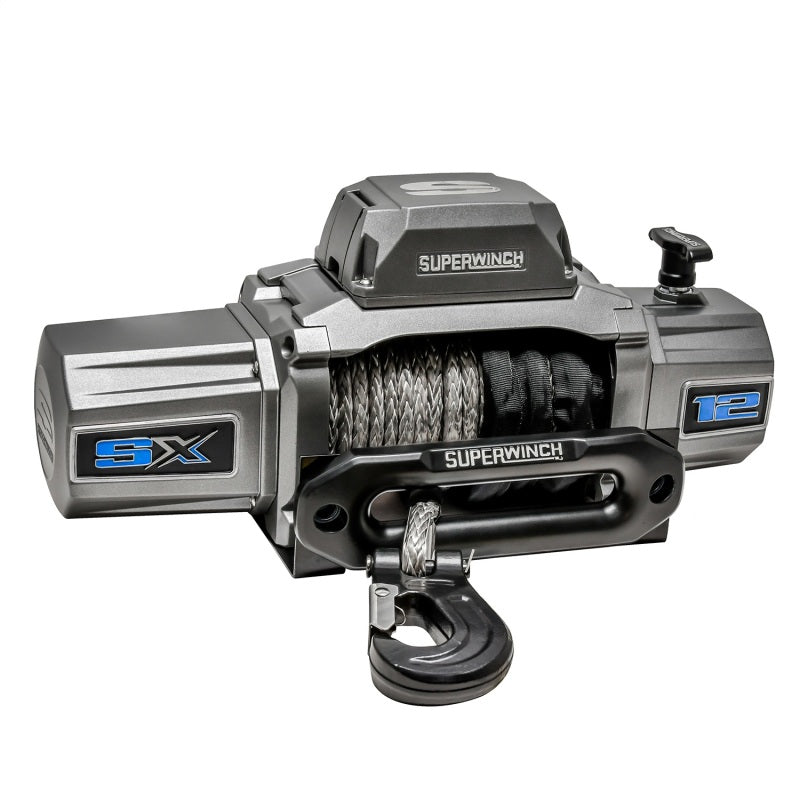 Load image into Gallery viewer, Superwinch 12000 LBS 12V DC 3/8in x 80ft Synthetic Rope SX 12000SR Winch - Graphite
