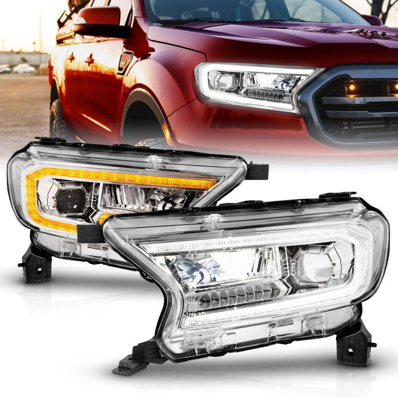 Load image into Gallery viewer, ANZO 19-23 Ford Ranger Full LED Projector Headlights w/ Initiation &amp; Sequential - Chrome
